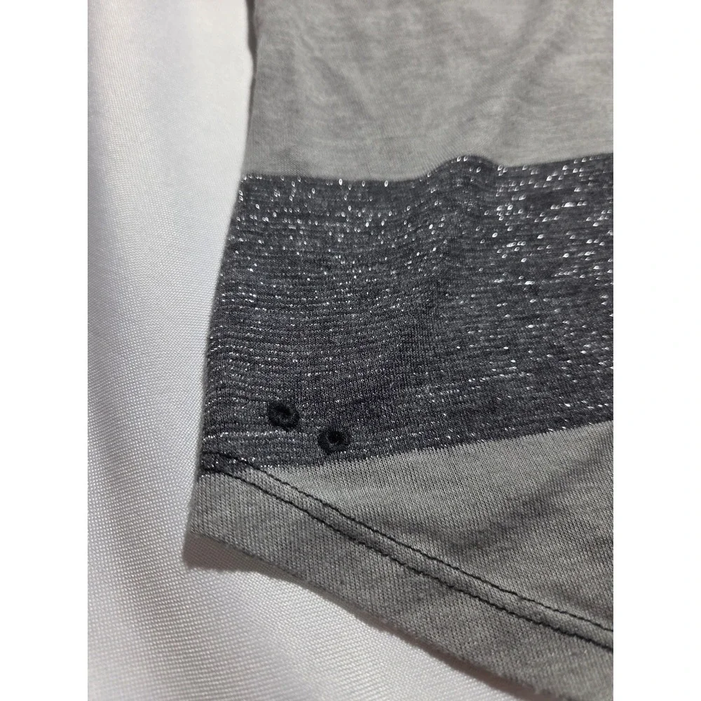 Converse One Star Womens Grey Striped Metallic Sparkle Tank‎ Top Scoop Neck L